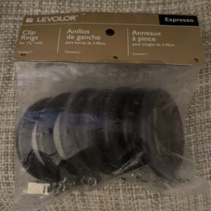 Levolor Espresso Wood Clip Rings for 1 3/8" Rod Brown Modern Elegant Silver Clip